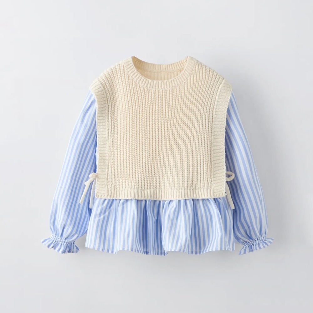 COMBINED VEST WITH STRIPED SHIRT